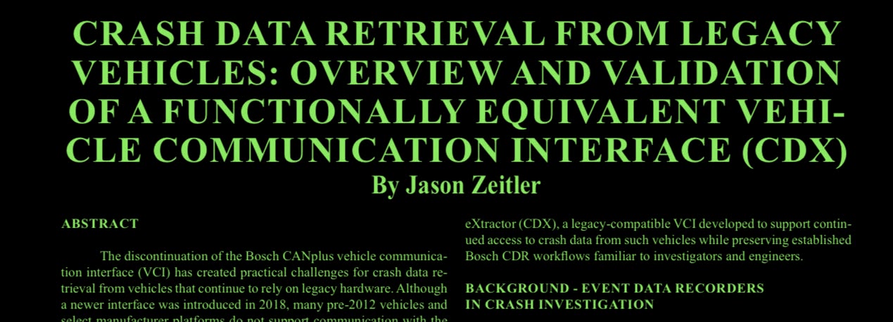 Crash Data Retrieval from Legacy Vehicles: Overview and Validation of a Functionally Equivalent Vehicle Communication Interface (CDX)